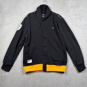 Trukfit Shawl Collar Varsity Cardigan Sweatshirt Black Lil Wayne Streetwear XL